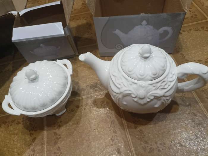 Фотография покупателя товара Чайник керамический заварочный «Винтаж», 900 мл, цвет белый - Фото 5