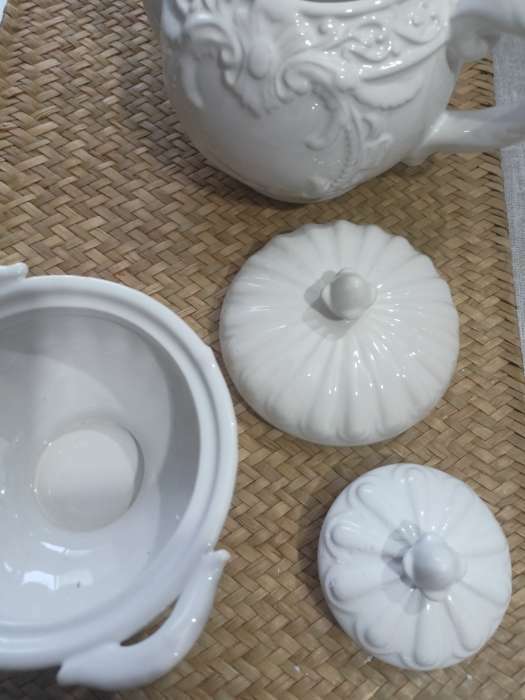Фотография покупателя товара Чайник керамический заварочный «Винтаж», 900 мл, цвет белый - Фото 1