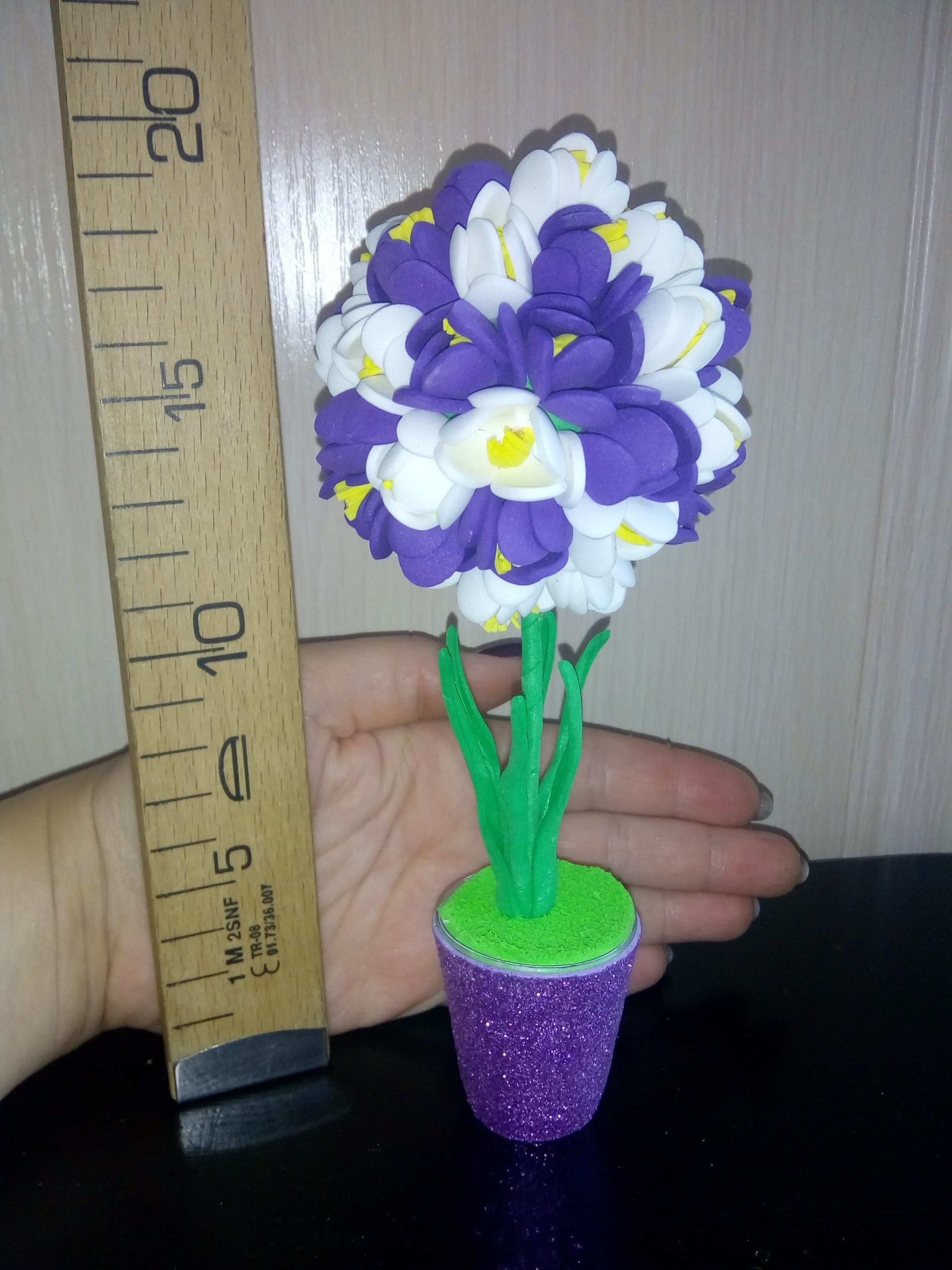 Фотография покупателя товара Набор для творчества топиарий малый «Крокусы», фиолетовый/белый