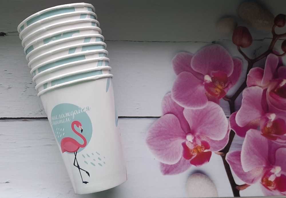 Фотография покупателя товара Стакан бумажный «Фламинго», 400 мл - Фото 2