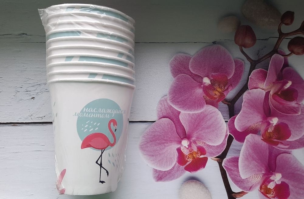 Фотография покупателя товара Стакан бумажный «Фламинго», 400 мл - Фото 3