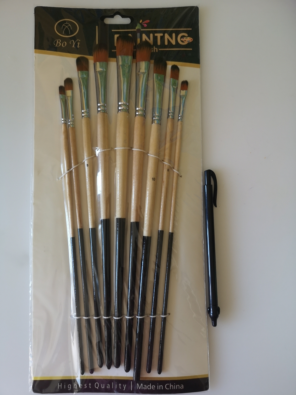 Фотография покупателя товара Набор кистей нейлон, 9 штук, закругленные, с длинными ручками - Фото 1