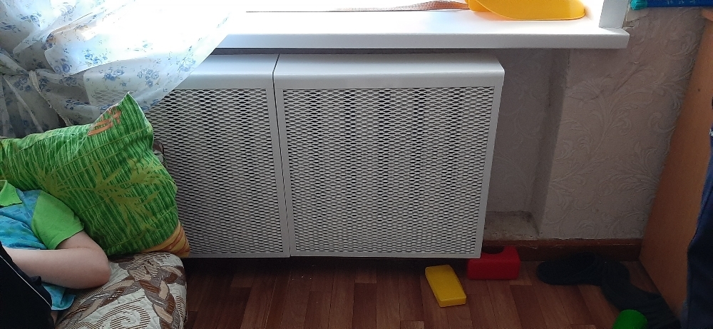 Фотография покупателя товара Экран на чугунный радиатор ZEIN, 590х610х150 мм, 6 секций, металлический, белый