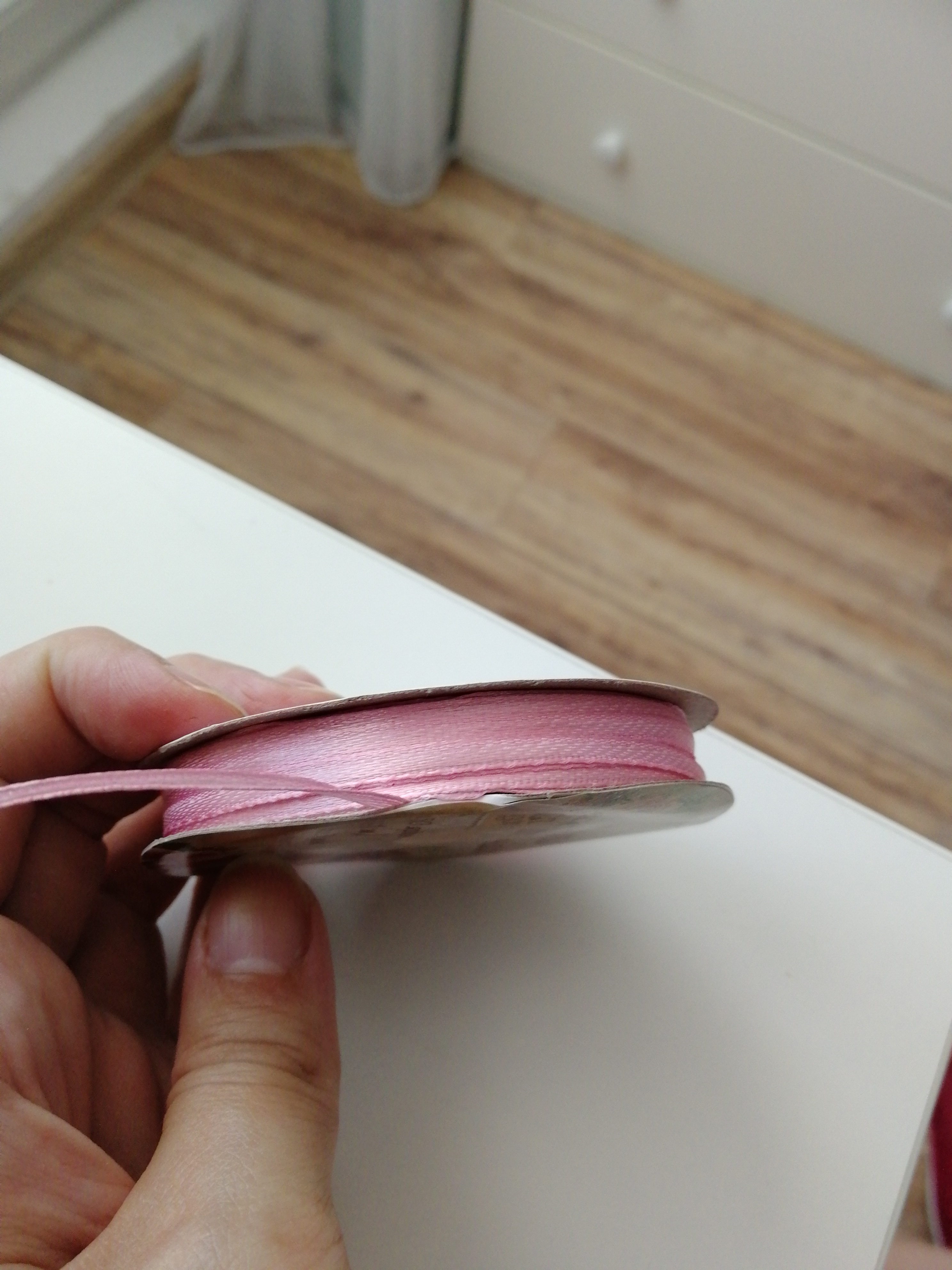 Фотография покупателя товара Лента атласная, 3 мм × 45 ± 1 м, цвет жемчужно-розовый №135