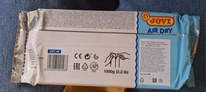 Фотография покупателя товара Масса для лепки JOVI, самоотвердевающая, полимерная, 1000 г, белая - Фото 2