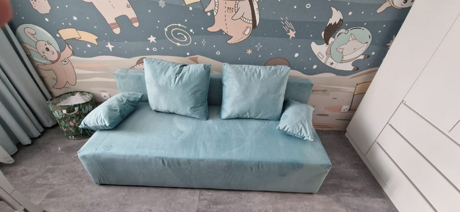 Фотография покупателя товара Прямой диван «Бёрн», механизм еврокнижка, велюр, цвет бирюзовый - Фото 1