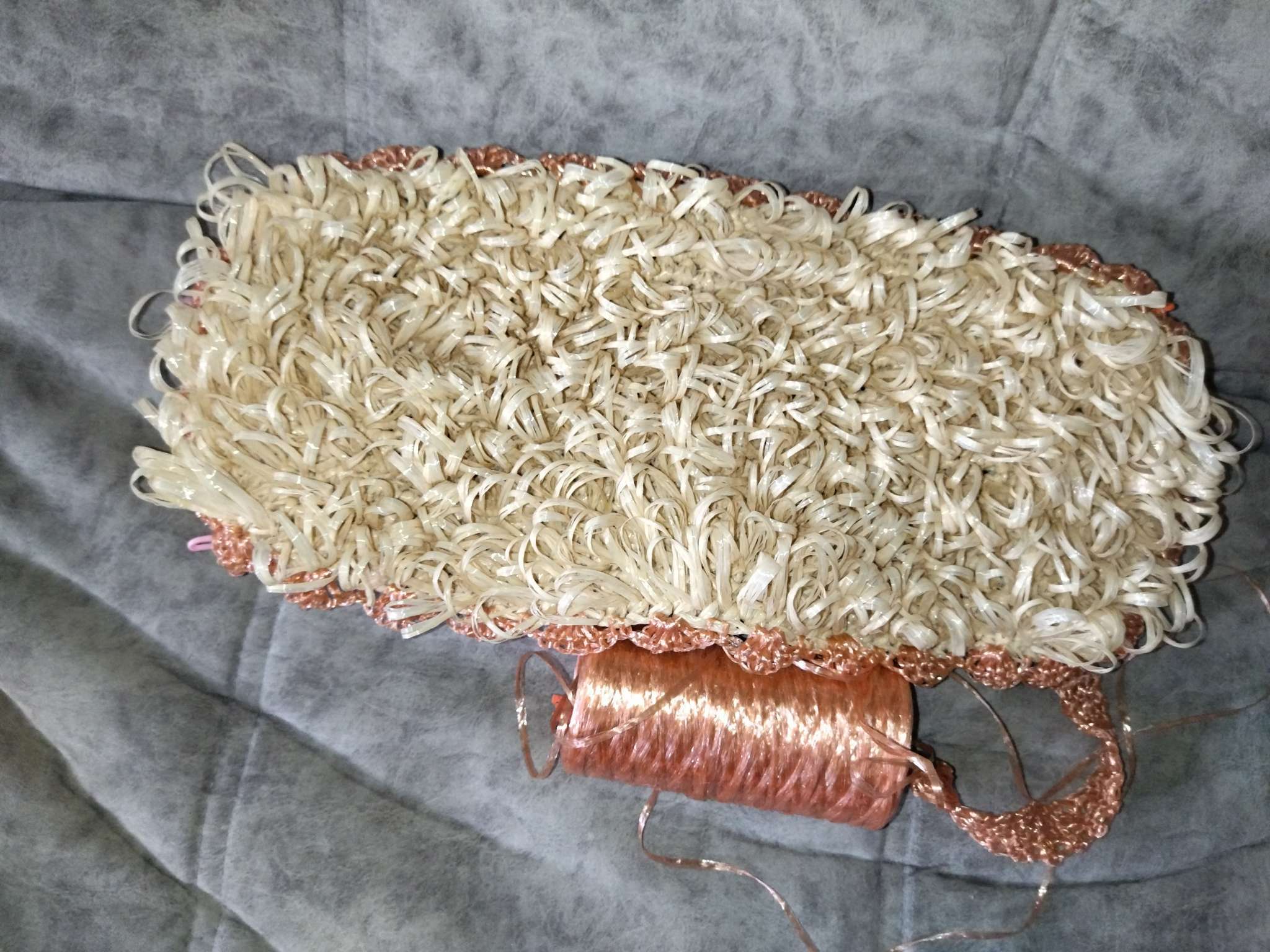 Фотография покупателя товара Пряжа "Для вязания мочалок" 100% полипропилен 400м/100±10 гр в форме клубка (баклажан) - Фото 3