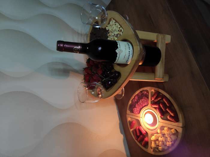 Фотография покупателя товара Подарочный набор деревянной посуды Adelica «С любовью», столик для вина d=32 см, менажница d=25 см, подсвечник d=8 см, берёза - Фото 1