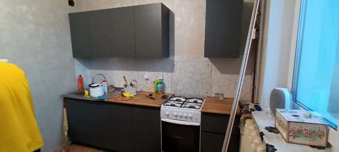 Фотография покупателя товара Кухонный гарнитур для маленькой кухни «Мори», 1500×600 мм, цвет графит - Фото 60