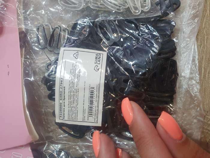 Фотография покупателя товара Крючок для бретелей, пластиковый, 15 мм, 100 шт, цвет чёрный