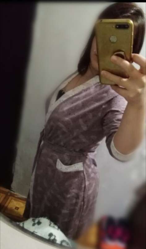 Фотография покупателя товара Костюм женский (халат, сорочка) «Нежность», цвет капучино, размер 48 - Фото 1