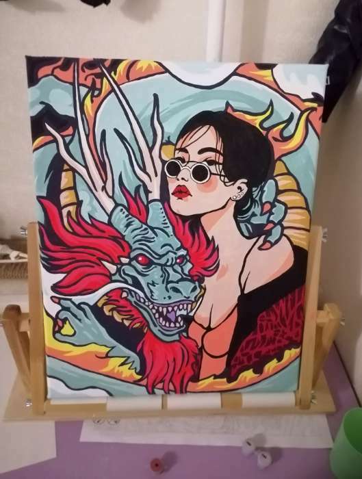 Фотография покупателя товара Картина по номерам на холсте с подрамником «Девушка с драконом», 40 х 50 см - Фото 1