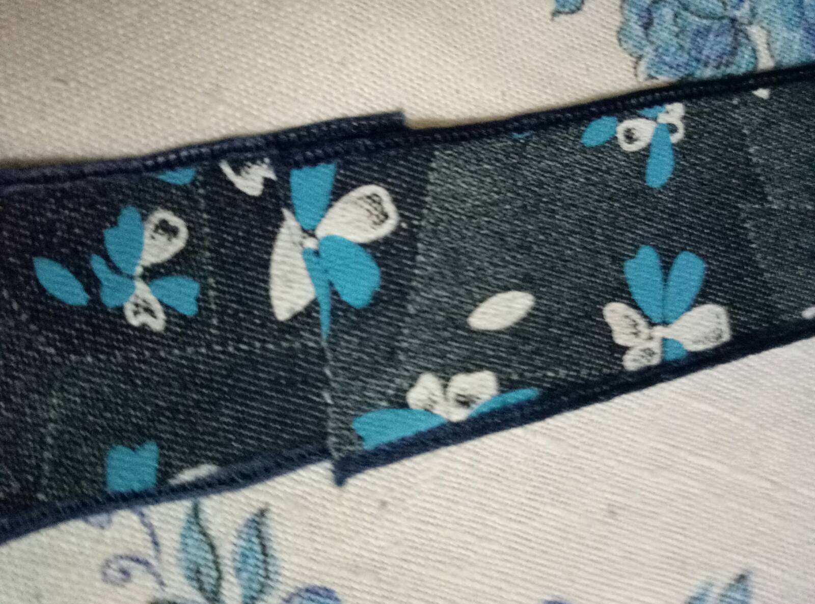 Фотография покупателя товара Лента хлопковая «Цветы», джинса, 40 мм, 9 ± 0,5 м, цвет синий №4 - Фото 2