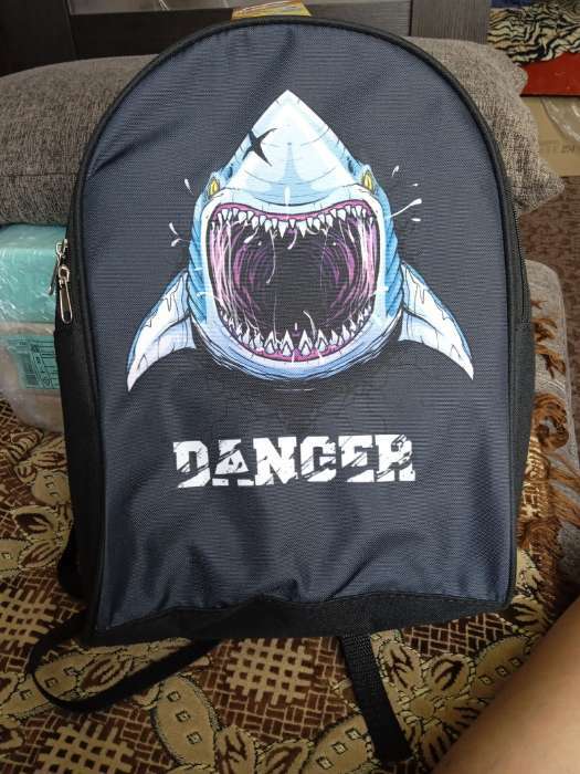 Фотография покупателя товара Рюкзак молодёжный 27х14х38, Danger, акула, чёрный - Фото 1