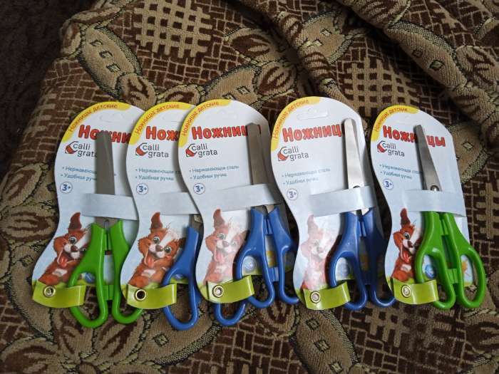 Фотография покупателя товара Ножницы детские 12.5 см, закруглённые концы, блистер, МИКС - Фото 3