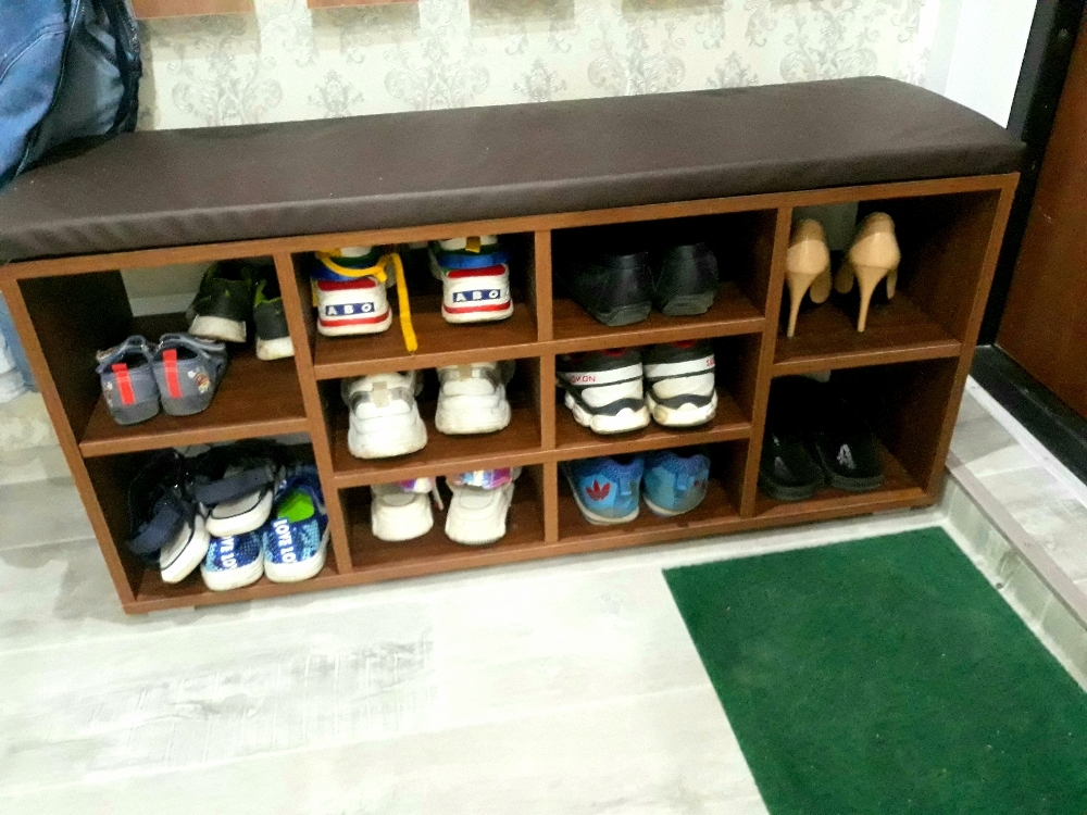 Фотография покупателя товара Тумба для обуви Лайт, 1040х303х520, Орех селект каминный/темно-коричневый - Фото 1
