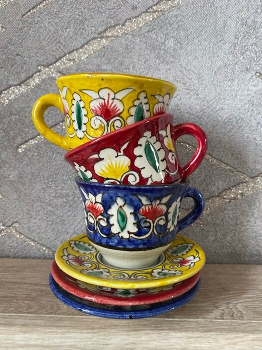 Фотография покупателя товара Чайная пара Риштанская Керамика "Цветы", 100 мл, (тарелка 10см, чашка 7,5см), синяя - Фото 2