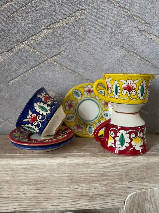 Фотография покупателя товара Чайная пара Риштанская Керамика "Цветы", 100 мл, (тарелка 10см, чашка 7,5см), синяя - Фото 3