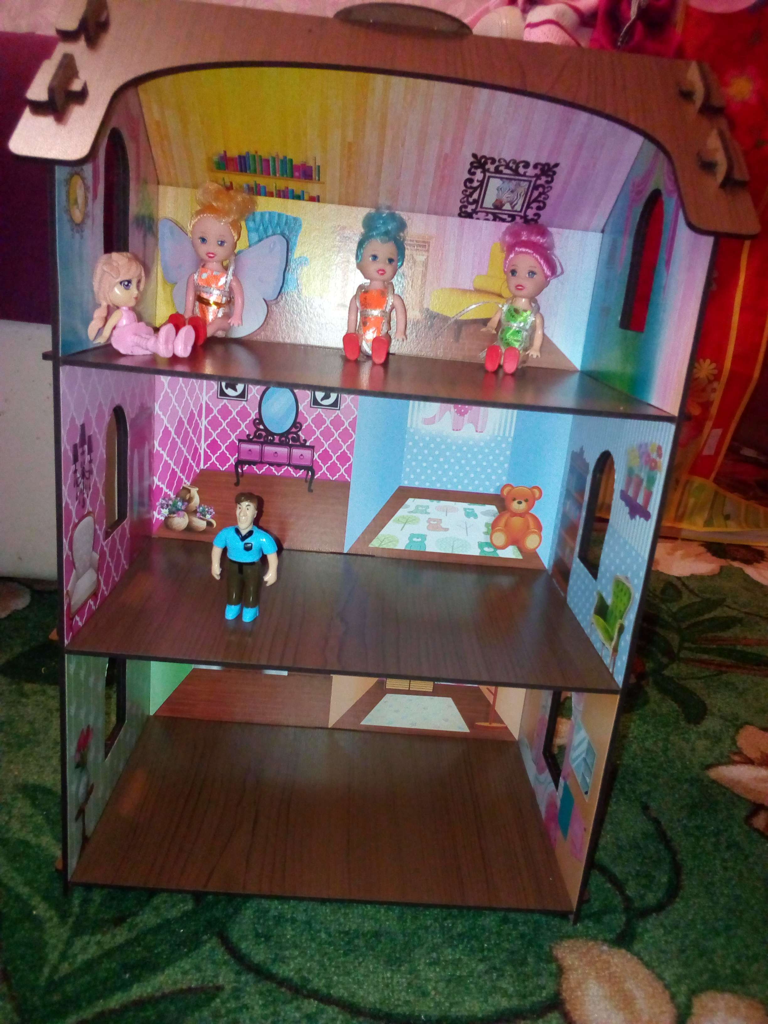 Фотография покупателя товара Деревянный домик с цветными обоями «Лоли» - Фото 3