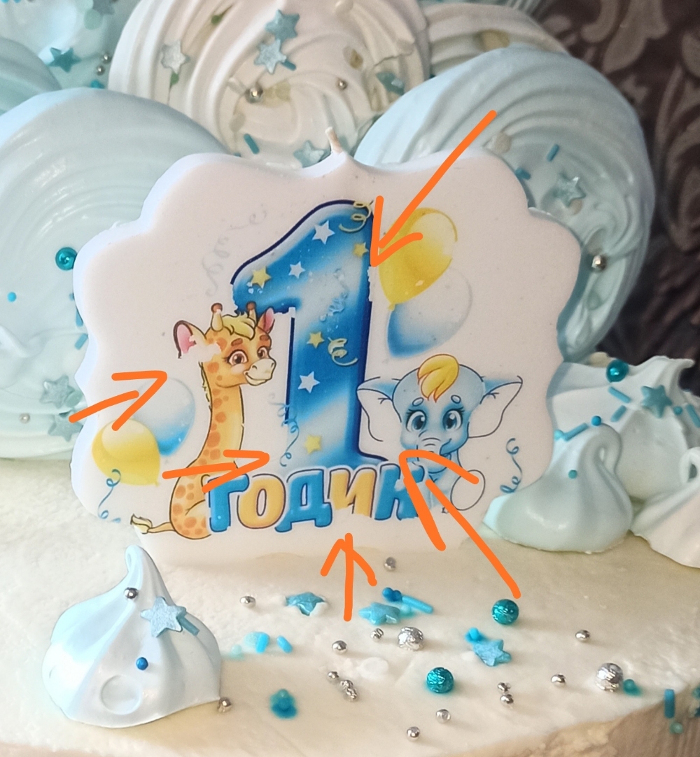 Фотография покупателя товара Свеча для торта цифра «1 годик, зверушки» "1" синяя, 8 см - Фото 9