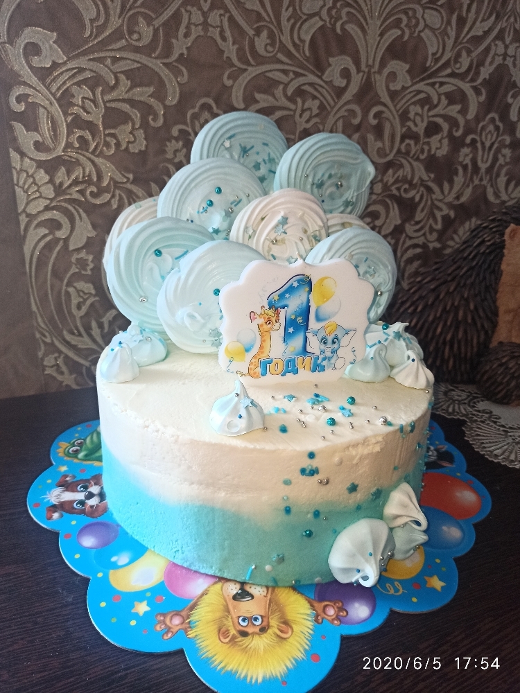 Фотография покупателя товара Свеча для торта цифра «1 годик, зверушки» "1" синяя, 8 см