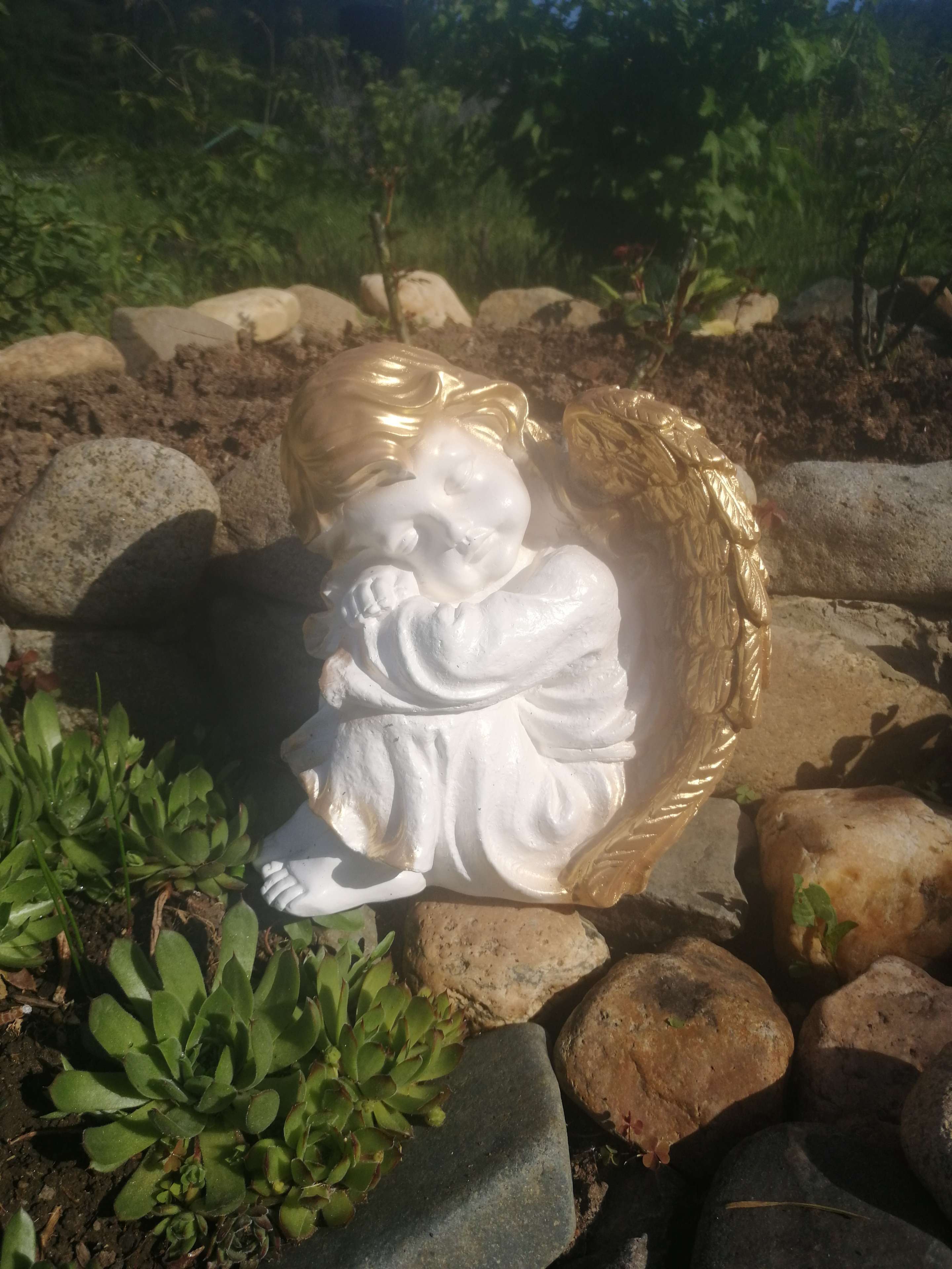 Фотография покупателя товара Сувенир "Спящий ангел" белый с золотом, 26 см - Фото 2