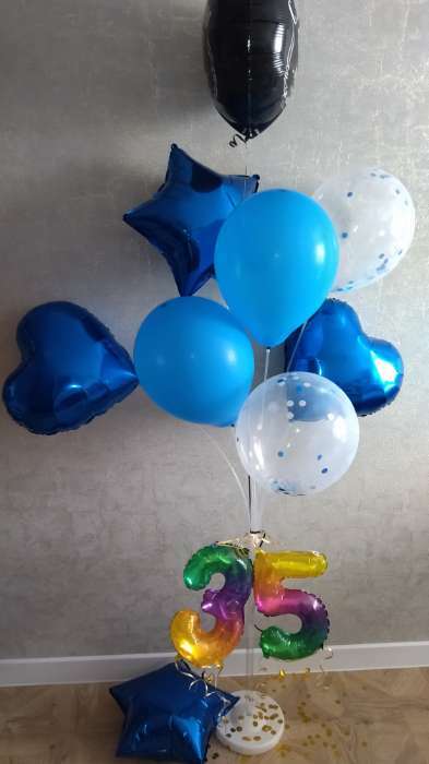 Фотография покупателя товара Букет из шаров "Романтика", фольга, латекс, синий, набор из 14 шт. - Фото 2