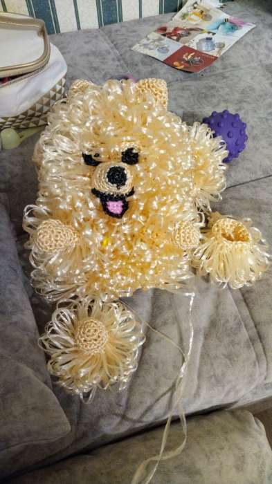 Фотография покупателя товара Пряжа "Для вязания мочалок" 100% полипропилен 400м/100±10 гр в форме клубка (баклажан) - Фото 2