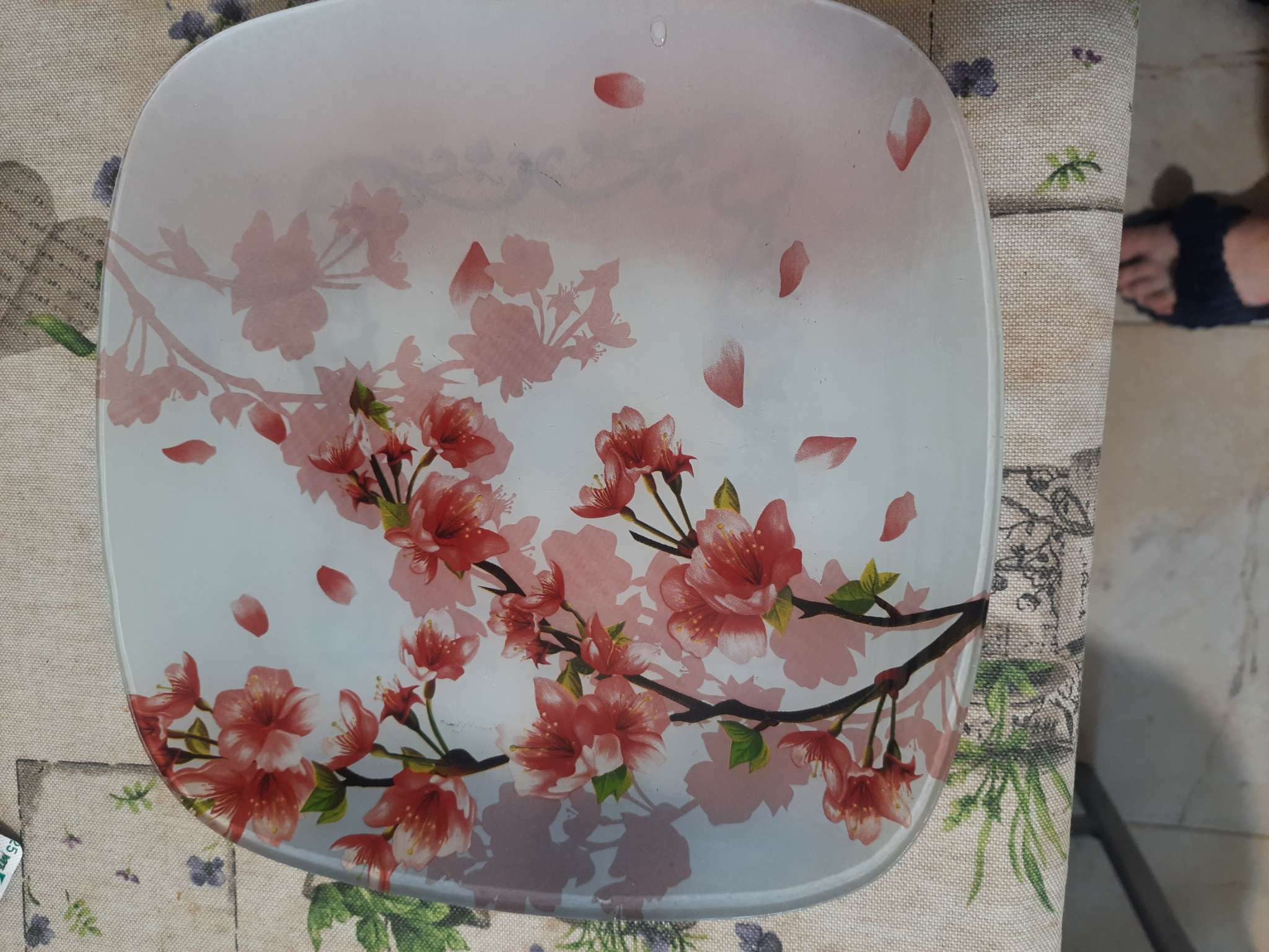 Фотография покупателя товара Тарелка стеклянная обеденная Доляна «Сакура», 25×25 см