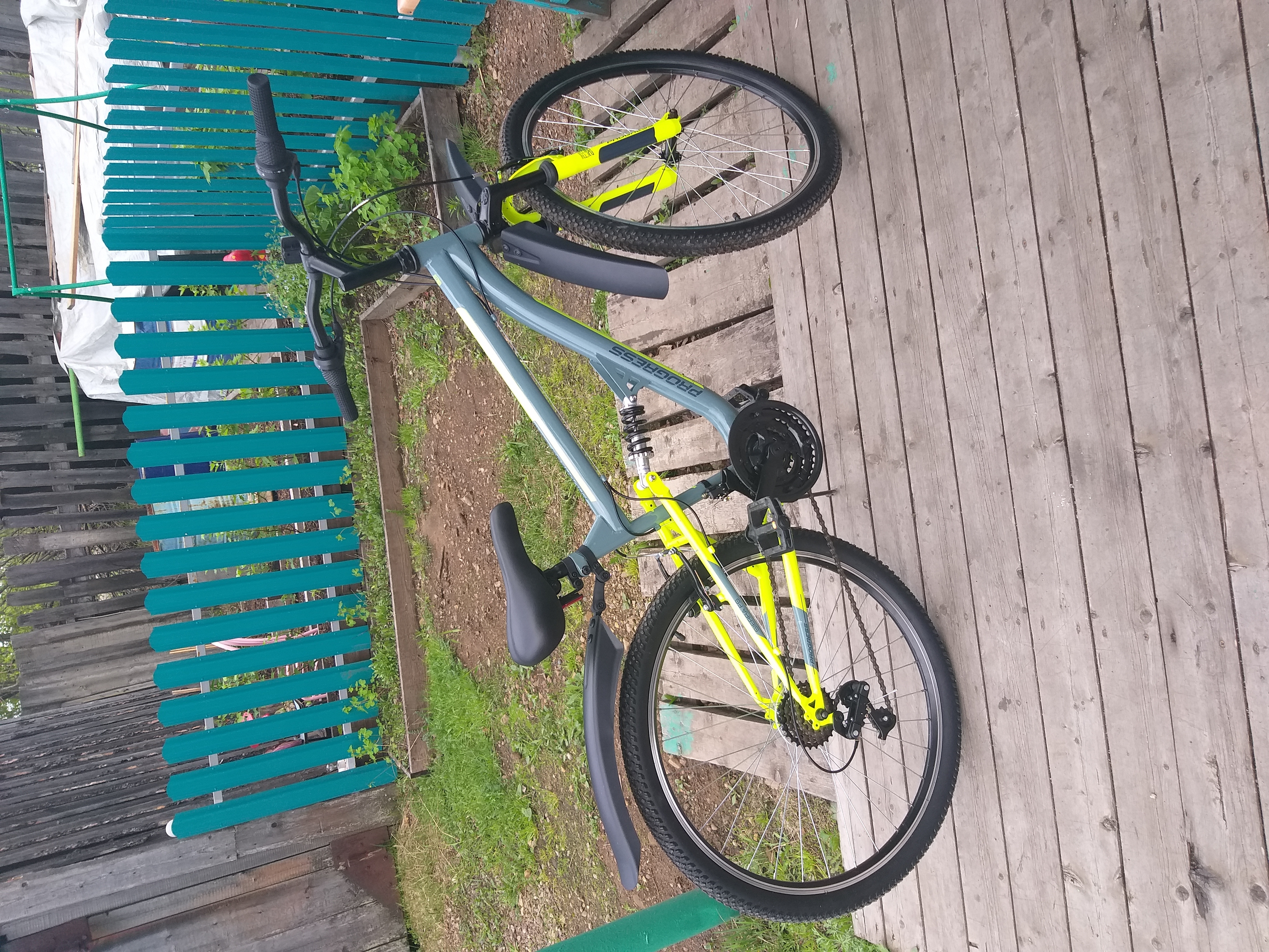 Фотография покупателя товара Велосипед 26" Progress Sierra FS, цвет серый/зеленый, размер рамы 16"