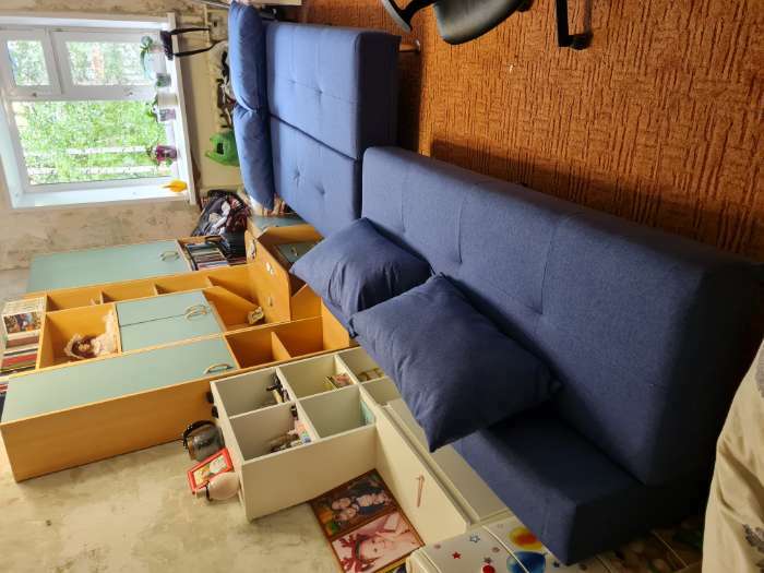 Фотография покупателя товара Диван-кровать NEXT, обивка рогожка AZURE - Фото 17