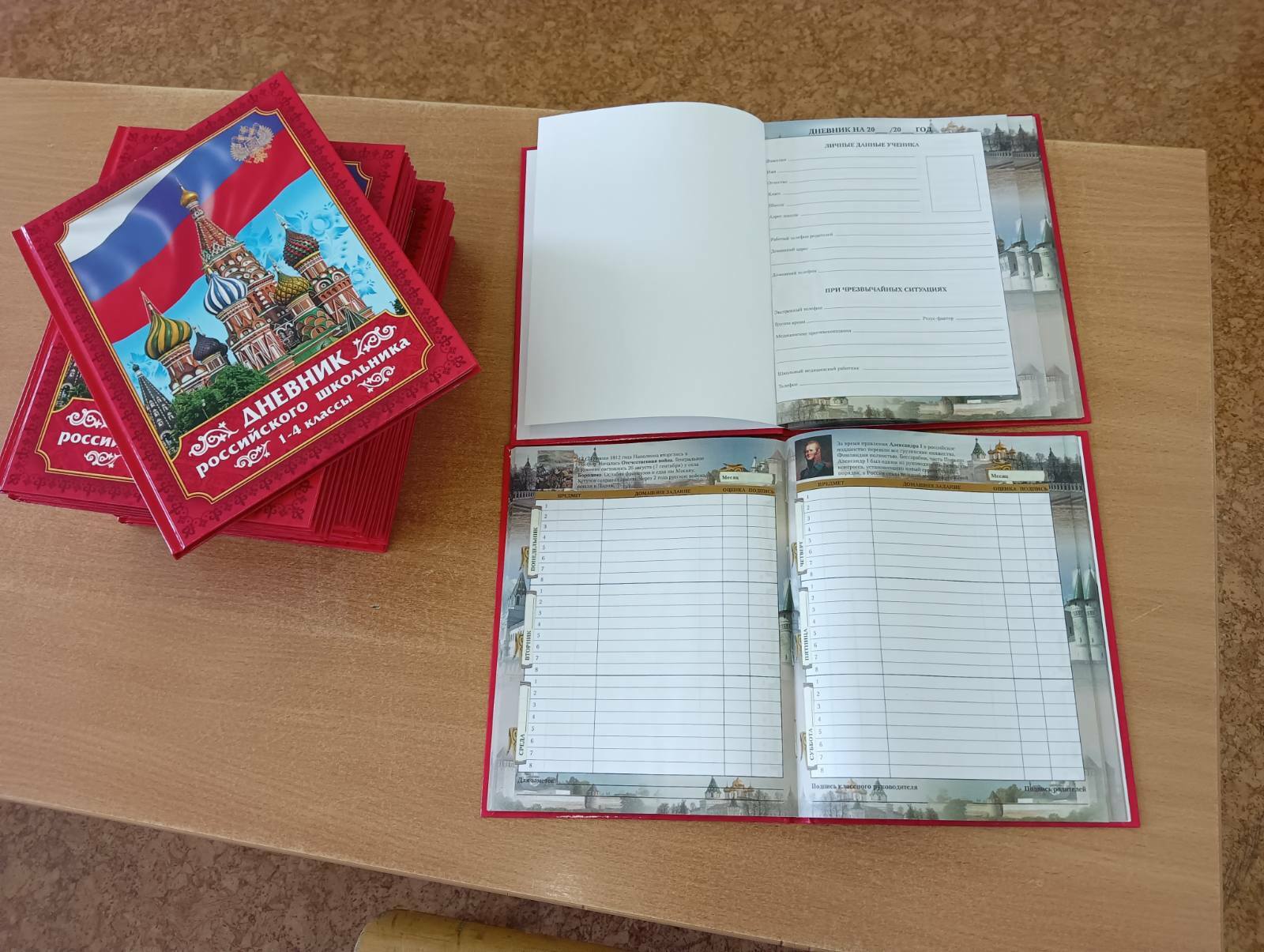 Фотография покупателя товара Дневник российского школьника для 1-4 классов, твердая обложка 7БЦ, глянцевая ламинация, 48 листов