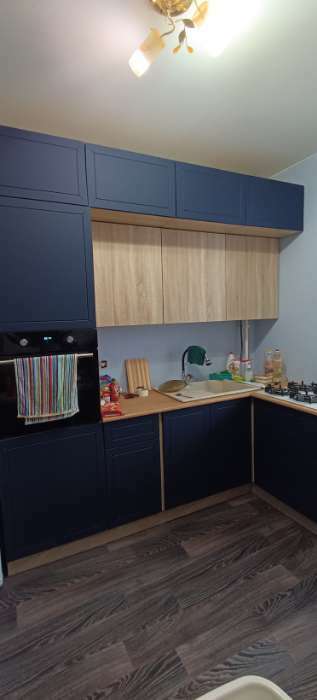 Фотография покупателя товара Кухонный гарнитур угловой «Кристалл - 5», 1200×2400 мм, цвет океания/дуб сонома - Фото 1