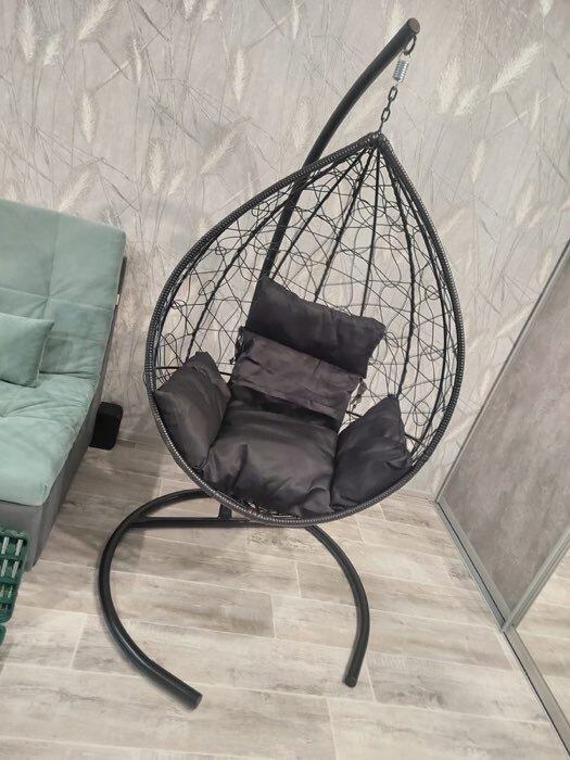 Фотография покупателя товара Подвесное кресло SEVILLA черное, бордовая подушка, стойка - Фото 11