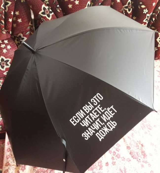 Фотография покупателя товара Зонт женский трость "Если вы это читаете, идёт дождь", 8 спиц, d = 91 см, цвет чёрный
