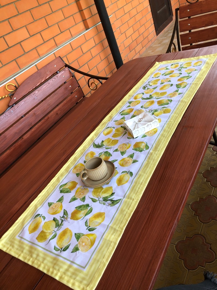 Фотография покупателя товара Дорожка на стол "Лимоны" 40х146 см, 100% хлопок, саржа 190 гр/м2