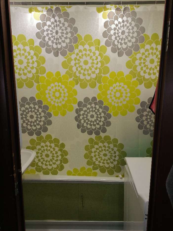 Фотография покупателя товара Штора для ванны Доляна «Зелёные цветы», 180×180 см, EVA - Фото 3