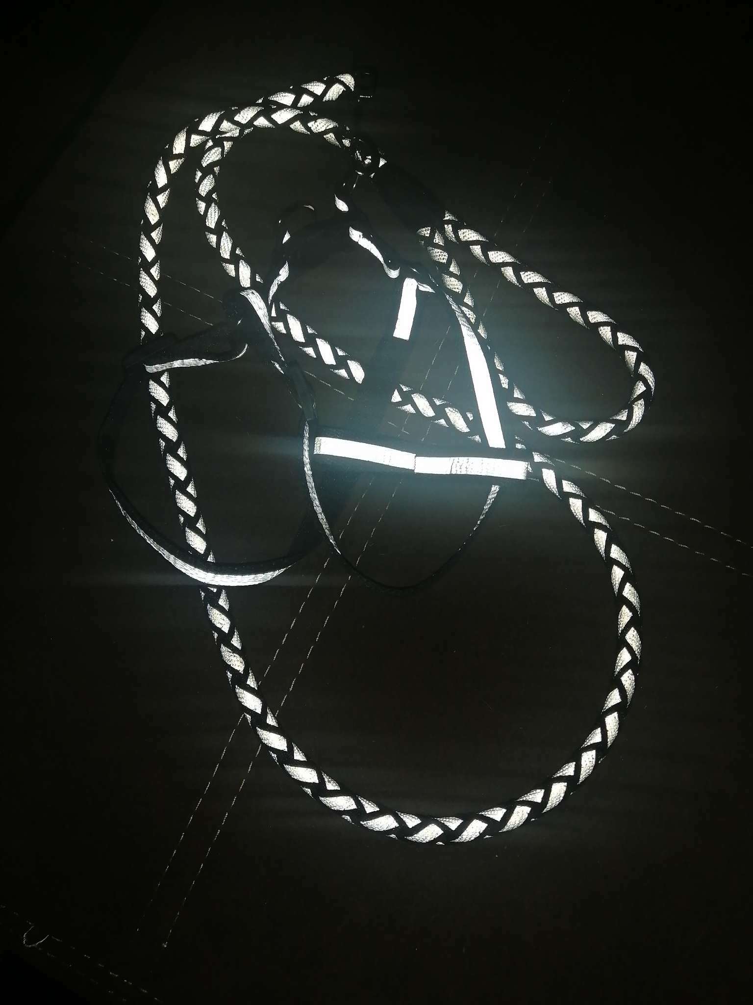 Фотография покупателя товара Комплект "Плетенка", флуоресцентный, поводок 115 х 1 см, ОГ 32-48 х 1,5 см, чёрный