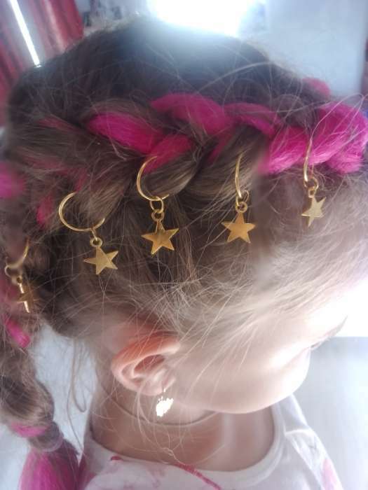 Фотография покупателя товара Пирсинг для волос «Звезда», 2,8 × 1,3 см, 10 шт, цвет золотистый - Фото 3