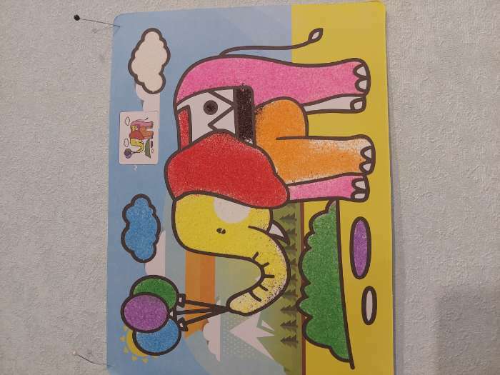 Фотография покупателя товара Фреска с цветным основанием «Слон» 9 цветов песка по 2 г - Фото 1