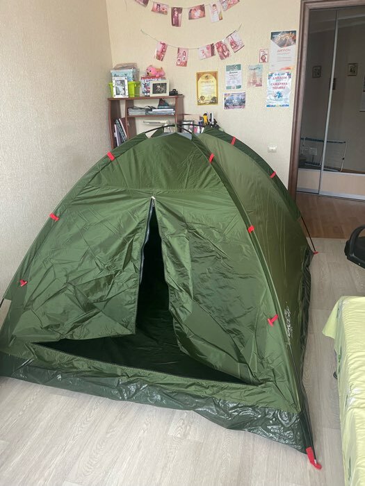 Фотография покупателя товара Палатка туристическая 3-местная maclay fisht se 3, 205×180×120 см, трекинговая, однослойная, цвет МИКС - Фото 3