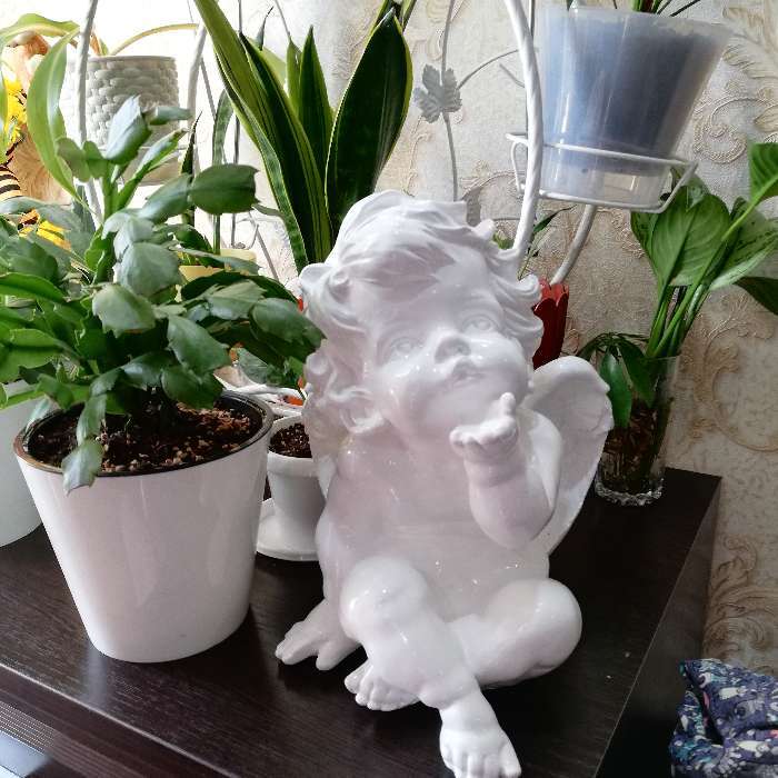 Фотография покупателя товара Статуэтка "Ангел сидит", белая, гипс, 30 см - Фото 1