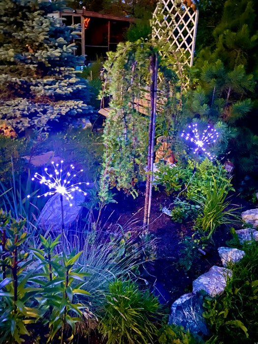 Фотография покупателя товара Садовый светильник на солнечной батарее «Одуванчики» 2 шт., 78 см, 160 LED, свечение белое