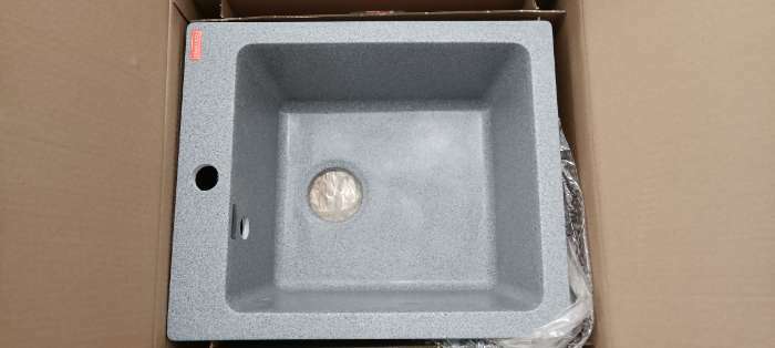 Фотография покупателя товара Мойка кухонная из камня ZETT lab. 8/Q8, 500x425x195 мм, матовая, врезная, темно-серая - Фото 4