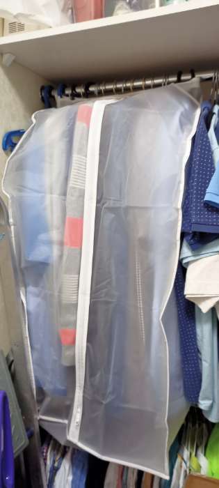 Фотография покупателя товара Чехол для одежды плотный объёмный Доляна, 60×110×30 см, PEVA, цвет белый - Фото 10