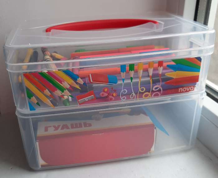 Фотография покупателя товара Ящик для игрушек с аппликацией ART BOX, 2 секции 2 + 3 л, с крышкой и ручкой, бесцветный - Фото 1