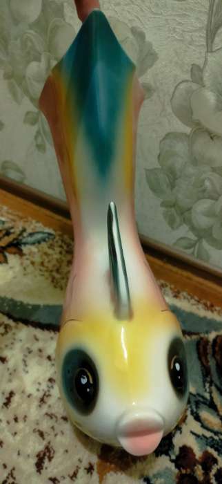 Фотография покупателя товара Ваза керамическая "Золотая рыбка", настольная, разноцветная, 35 см