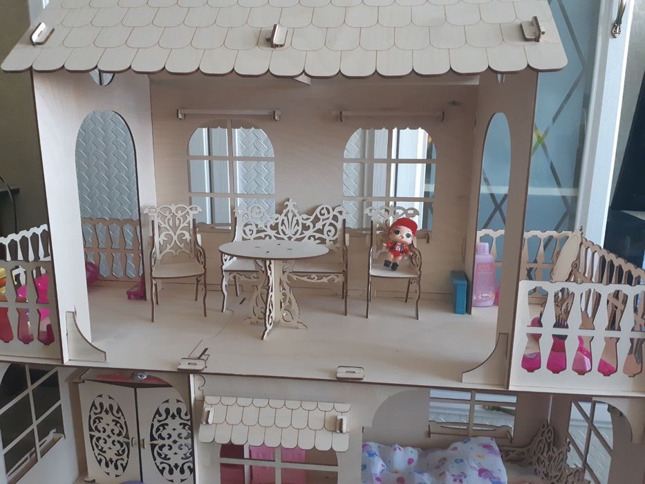 Фотография покупателя товара Конструктор «Большой кукольный дом», без мебели и текстиля, фанера — 3 мм, этаж: 33 см - Фото 10