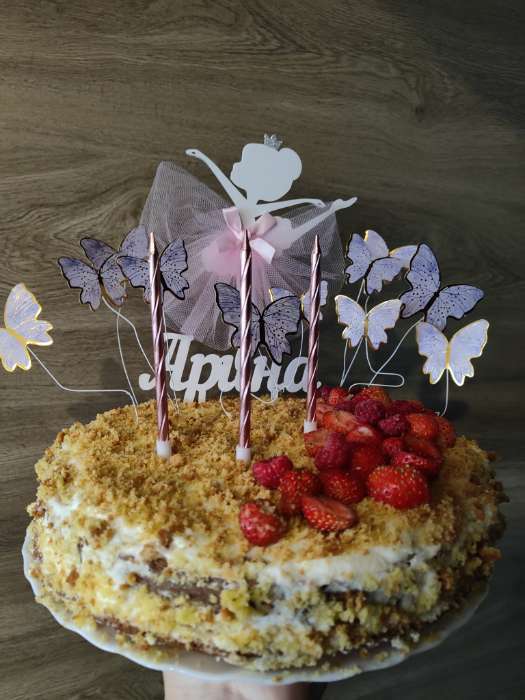 Фотография покупателя товара Свечи в торт витые с подставкой, 6 шт., 11 см, шампань - Фото 5