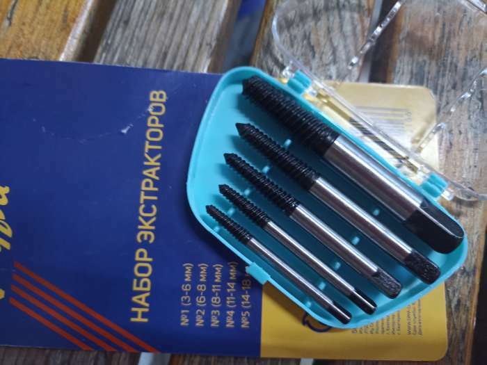 Фотография покупателя товара Набор экстракторов ТУНДРА, 5 шт., левая резьба - Фото 2